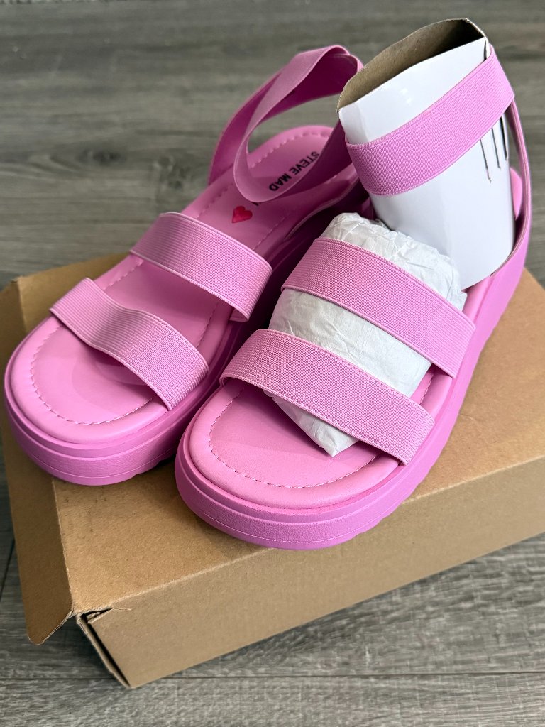 Nib Madden Girl Sammie Platform Strappy Sandal Pink Big Girl Size 5 Women 7